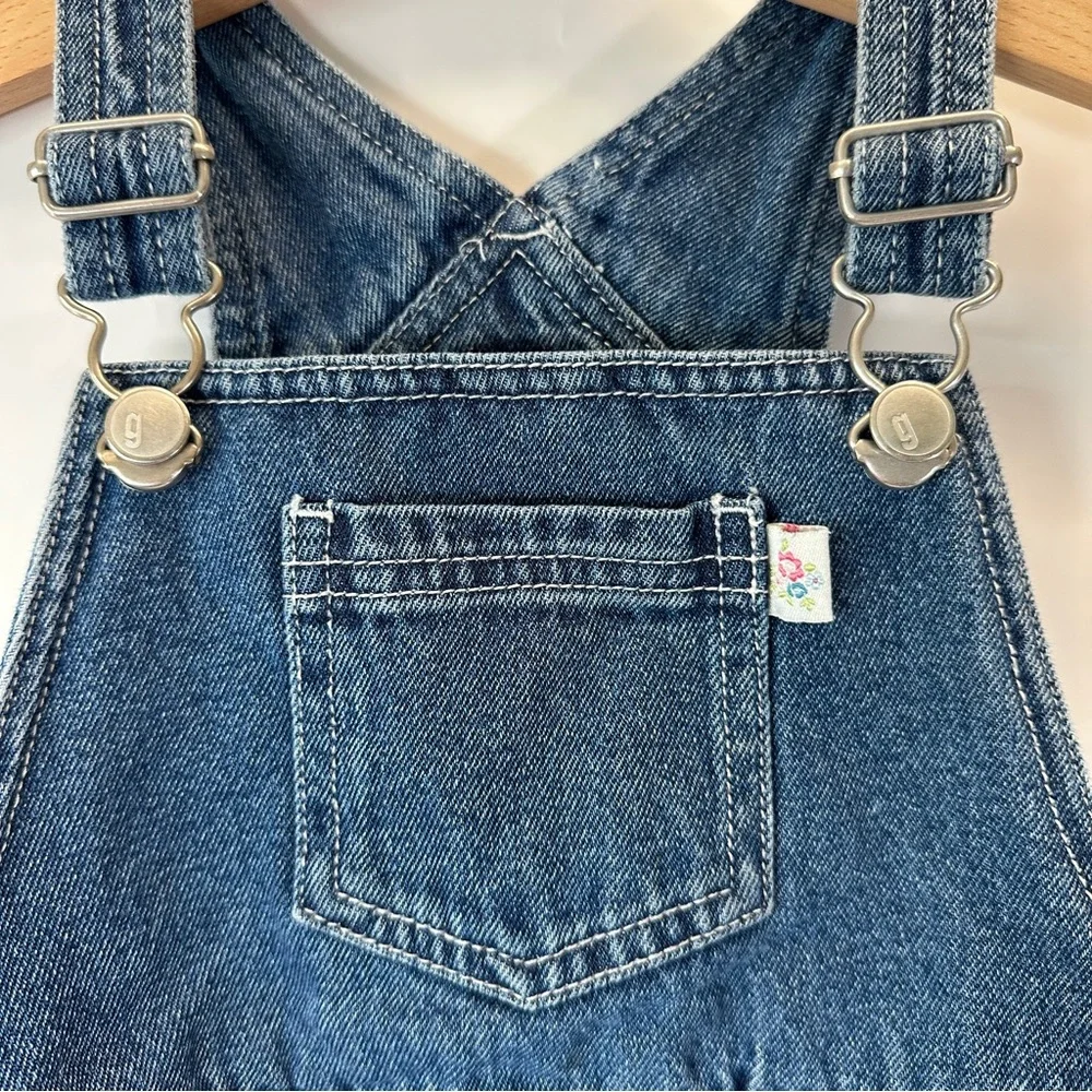 VTG Gymboree‎ Overall Dress Skirtall Denim Mix Fabrics Quilted Floral Girls XL 6